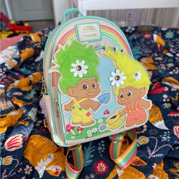Loungefly Handbags - Good Luck Trolls Classic Trolls Plush Glitter Mini Backpack with tags.